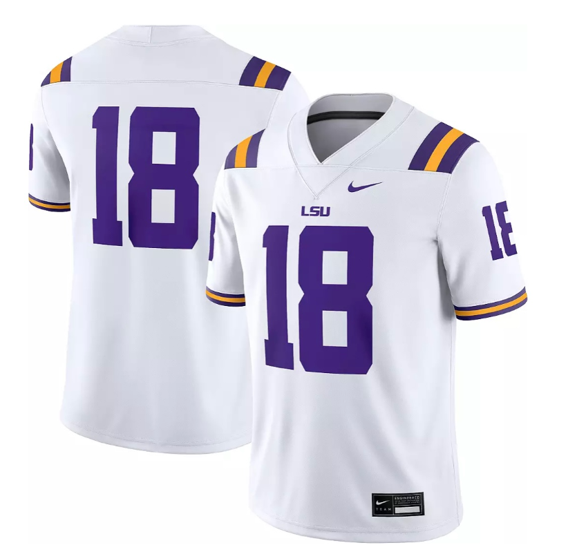 LSU Tigers Child Nike #18 Football Jersey (size 4-7) - White