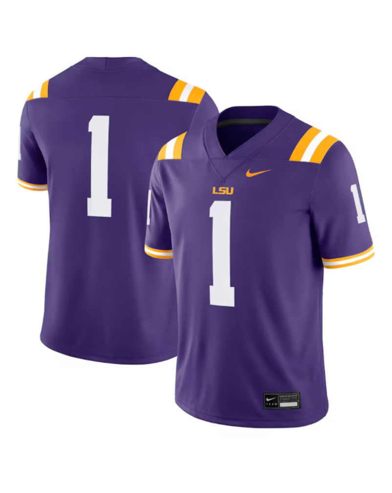 LSU Tigers Child Nike #1 Football Jersey (size 4-7) - Purple
