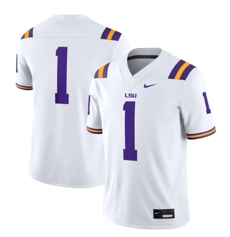 LSU Tigers Child Nike #1 Football Jersey (size 4-7) - White
