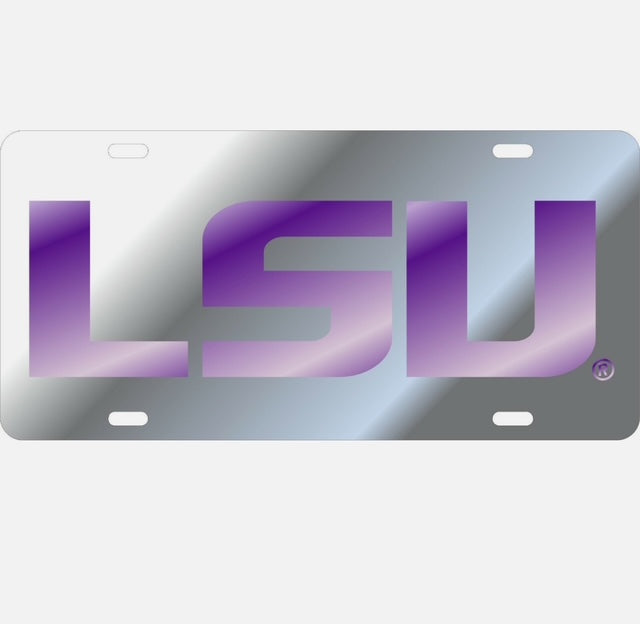 LSU Tigers Craftique Silver Mirrored License Plate