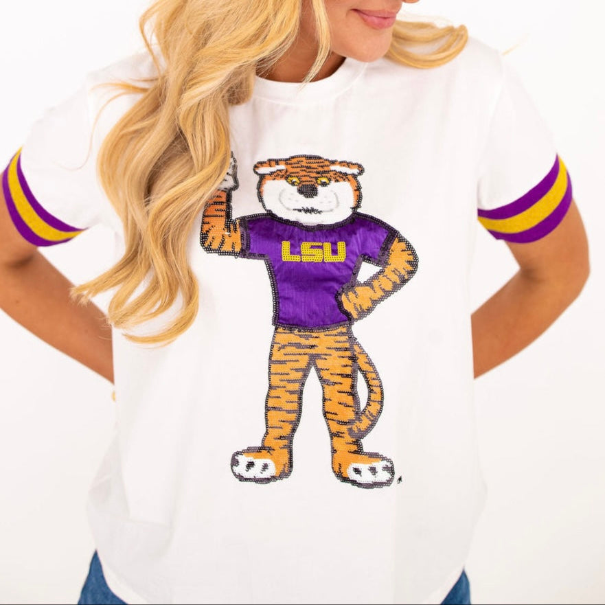 LSU Tigers Women's Brianna Cannon Sparkle Mike The Tiger T-Shirt