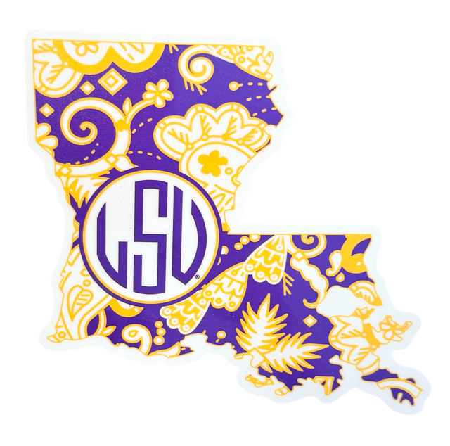 LSU Tigers Paisley State Decal - 6"