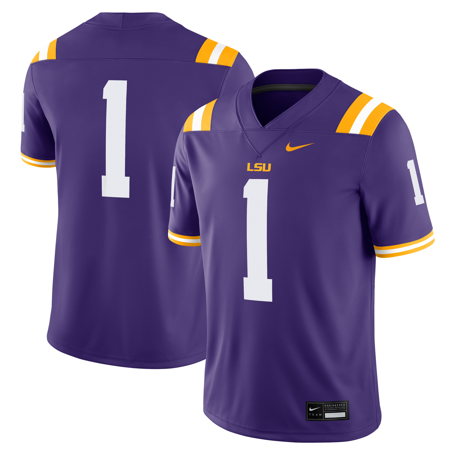 LSU Tigers Nike #1 Replica Football Jersey - Purple