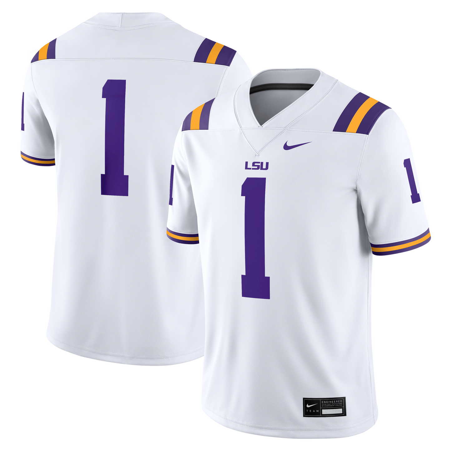LSU Tigers Nike #1 Replica Football Jersey - White