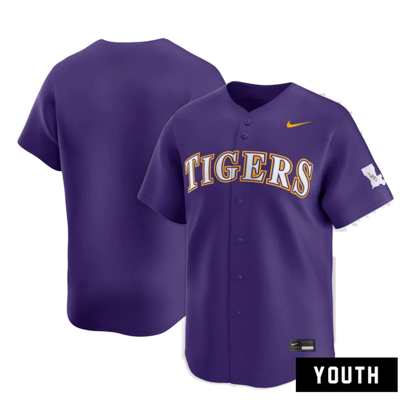 LSU Tigers Youth Nike Baseball Jersey - Purple