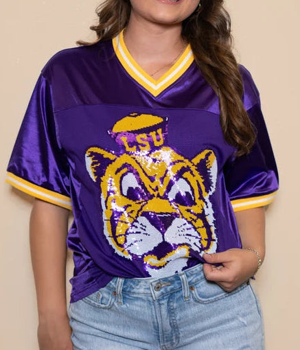 LSU Tigers Women's Bomb Designs Sequin Beanie Mike Jersey