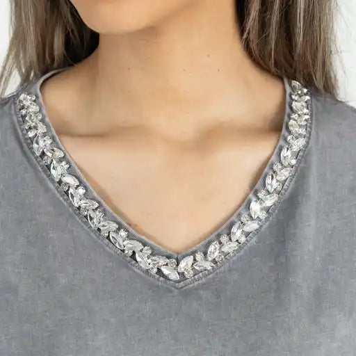 LSU Tigers Women's Gameday Couture Rhinestone Trim Tee