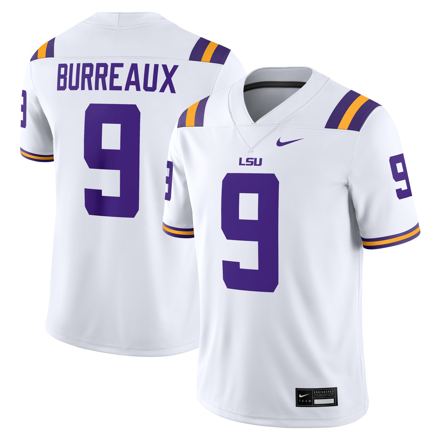 This LSU Tigers Nike #9 Burreaux Replica Football Jersey