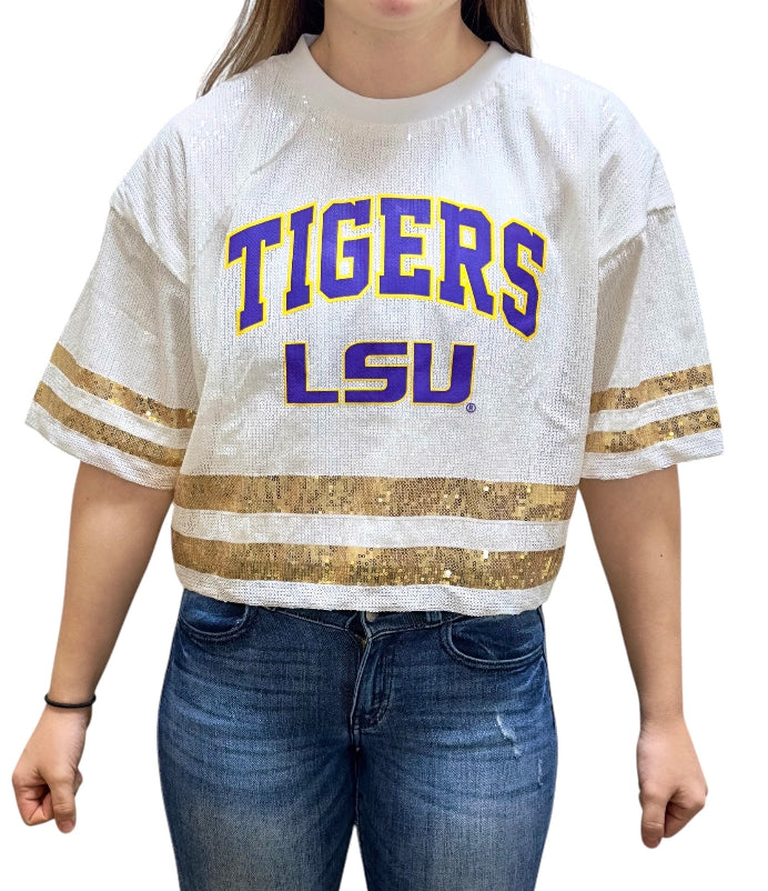 LSU Tigers Women's Gameday Couture Sequin Crop Jersey