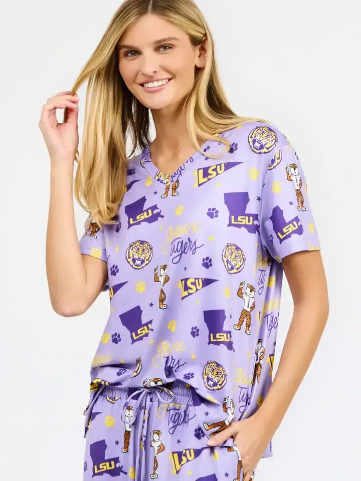 LSU Tigers Icon Print Pajama Set