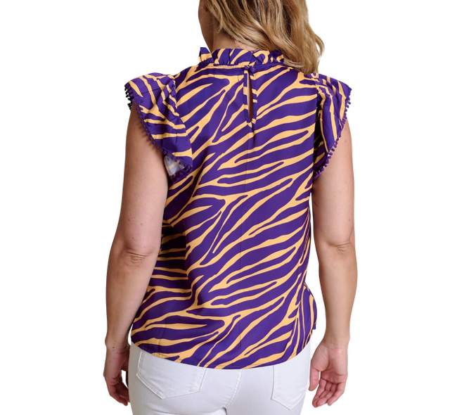 LSU Tigers Women's Stewart Simmons Ruffle Sleeve Blouse