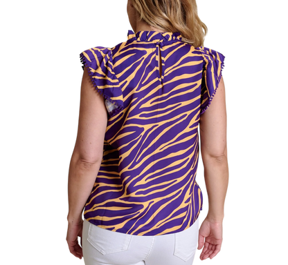 LSU Tigers Women's Stewart Simmons Ruffle Sleeve Blouse