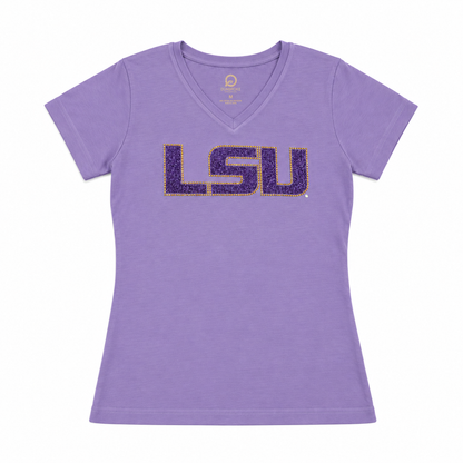 LSU Tigers Women's Summit Glitter V-neck T-Shirt
