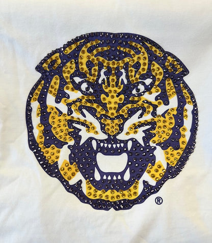 LSU Tigers Women's Gameday Couture Rhinestone Stripe Tee